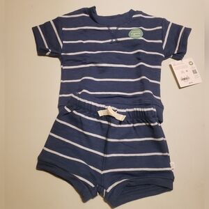 Carter's Navy and White Striped Cotton Kids Two-Piece Set